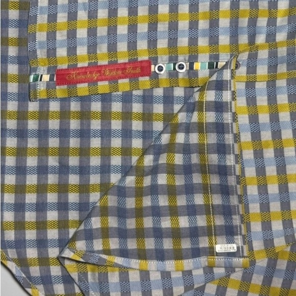 Robert Graham Shirt Flip Cuff Multicolor Plaid Floral Men’s Medium Business - Picture 8 of 11